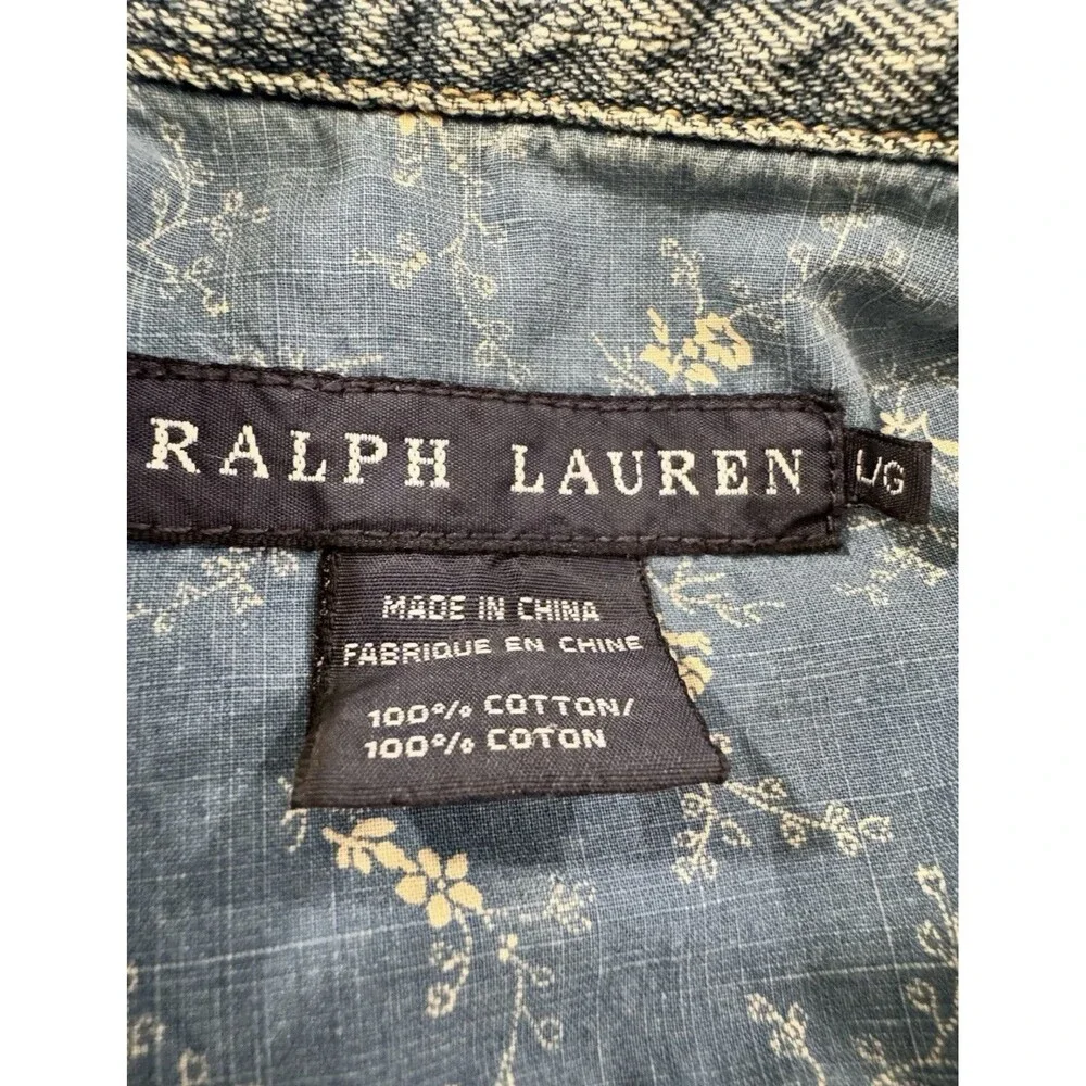 Vintage Ralph Lauren Denim Chore Coat 90’s Y2K Wmns Large Cabincore Cottagecore - Picture 4 of 16